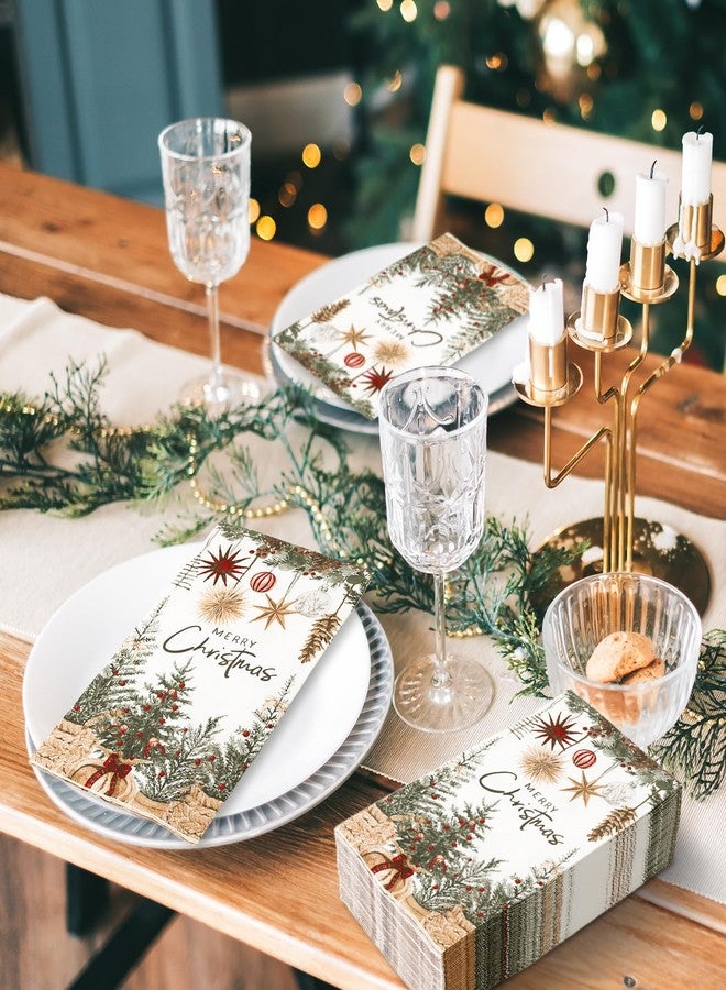 JarThenaAMCS مناديل جارثينا إيه إم سي إس، 100 قطعة، مزينة بزينة كرات شجرة عيد الميلاد، مناديل ورقية للاستخدام مرة واحدة، مناسبة لعشاء ريفي، منشفة يد، مناديل ورقية للحمام، لوازم طاولة حفلات الشتاء - Image 4